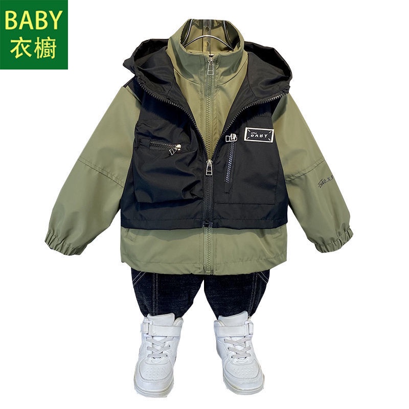 Áo Khoác Gió Giả Hai Lớp Phong Cách Hàn Quốc Thời Trang Mùa Thu Mới 2023 Dành Cho Bé Trai