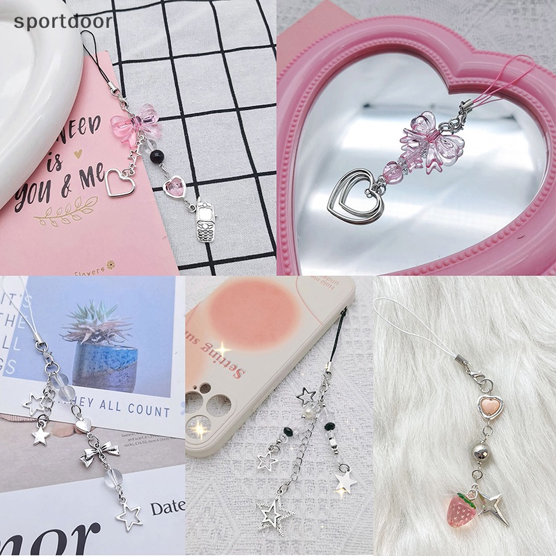 Dây Đeo Điện Thoại / Túi Xách / Chìa Khóa y2k Mặt Hình Trái Tim Nơ Hoạt Hình Dễ Thương Cho Nữ ch