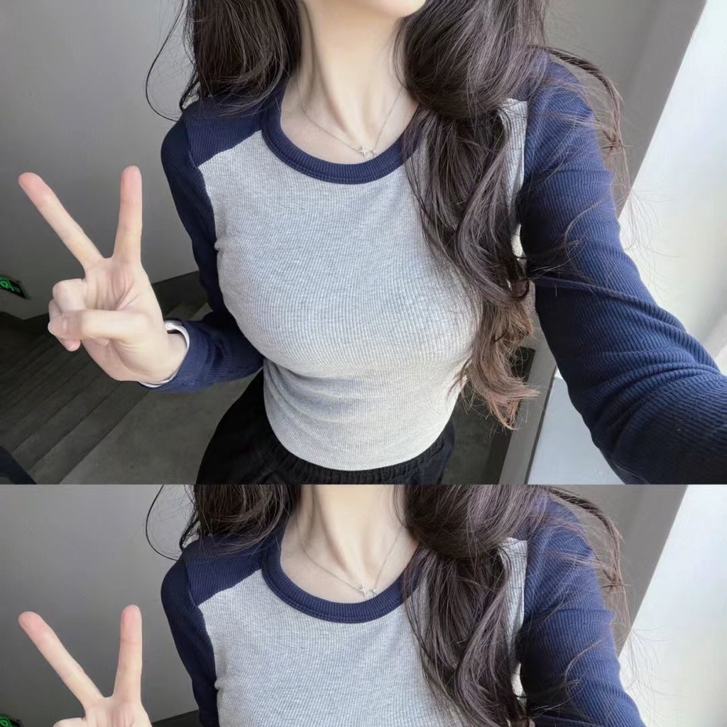 Áo Thun Lửng Tay Dài Eo Cao Thời Trang Xuân Thu 2023 Màu Sắc Đa Dạng Dành Cho Bạn Nữ