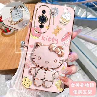 ốp lưng Huawei nova 10 nova 10 pro nova 10 se nova 11 pro 3D Hello Kitty Cat Ốp Điện thoại Case Holder Silicon Mềm Chống Sốc Mạ Điện Gắn Gương Trang Điểm Huawei nova 10 nova 10 pro nova 10 se nova 11 pro phong cách mới trường hợp điện thoại cô gái