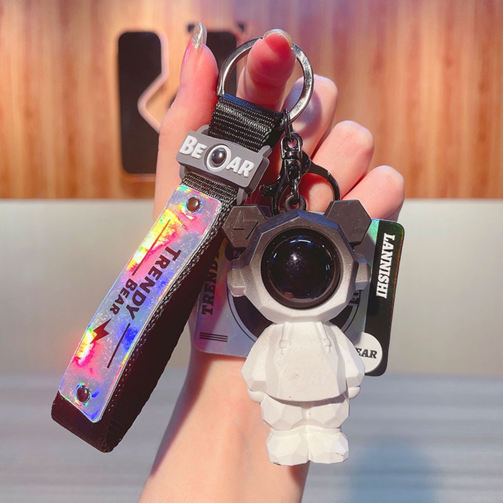 Móc Khóa Hình Gấu / Phi Hành Gia 3d Bằng pvc Hoạt Hình Dễ Thương diy