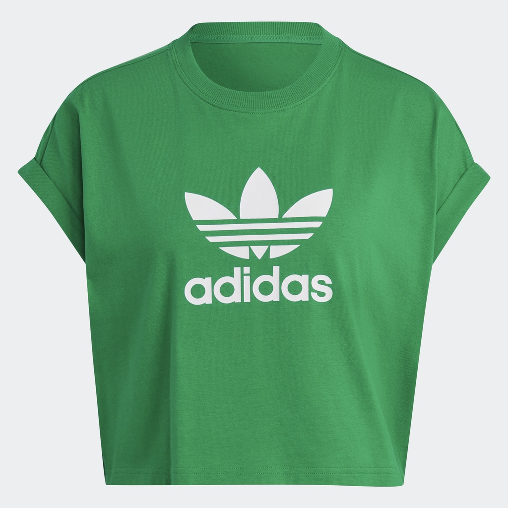 adidas Phong cách sống Áo Thun Lửng Ba Lá Classics Adicolor Nữ màu xanh lá IK6597