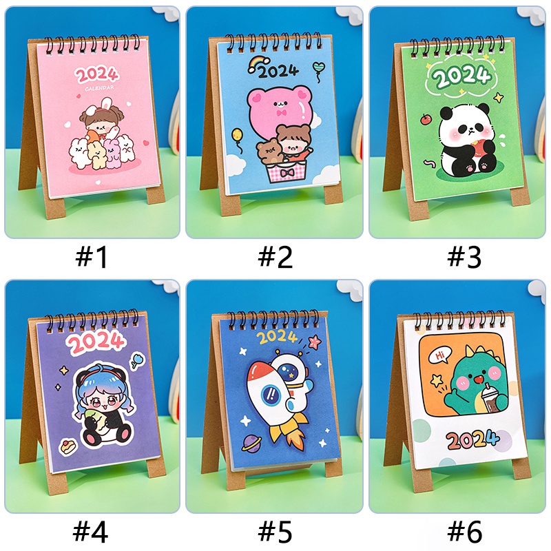 Lịch Để Bàn 2024 mini Họa Tiết Hoạt Hình Dễ Thương