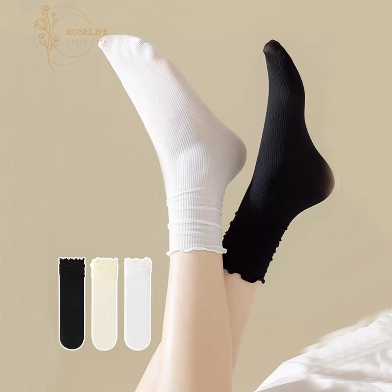 Roselife Vớ Siêu Mềm Phối Ren Thời Trang Mùa Hè Cổ Điển Cho Nữ
