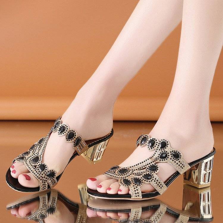 Shizhibao Dép Cao Gót Đính Đá Thời Trang Mùa Hè Cho Nữ