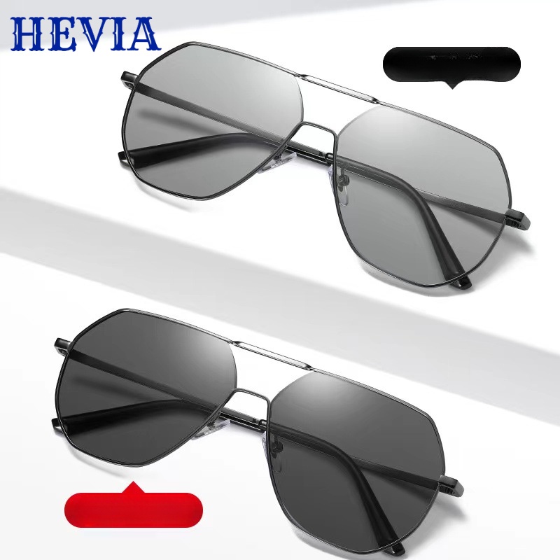 Kính râm phân cực HEVIA Photochromic ngày đêm lái xe câu cá PG042