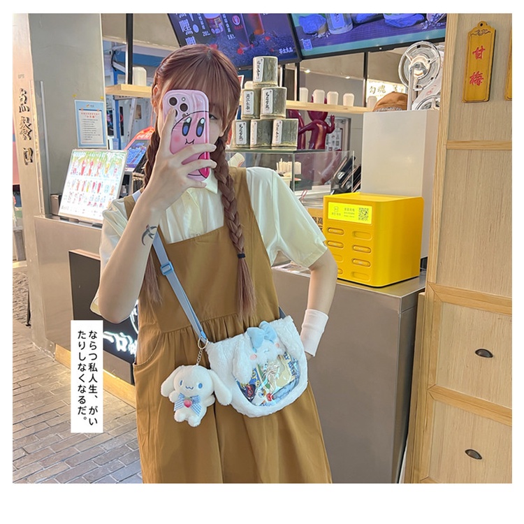 Sanrio Túi Đeo Chéo Hình kuromi cinnamoroll my melody hello kitty Bằng Lông Nhung Dễ Thương Xinh Xắn