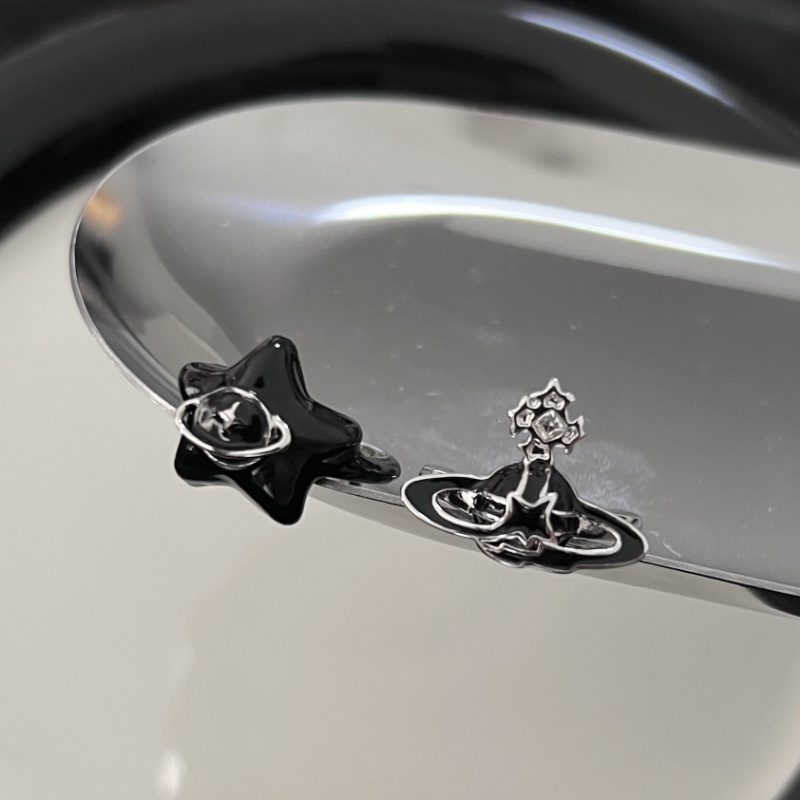 Nhẫn Hở Mạ Vàng 2K Đính Đá zircon Hình Hành Tinh Màu Đen Có Thể Điều Chỉnh