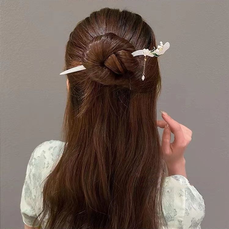 Trâm Cài Tóc Hình Hoa Màu Xanh Lá Phong Cách Cổ Điển Thời Trang Mùa Hè Cho Nữ