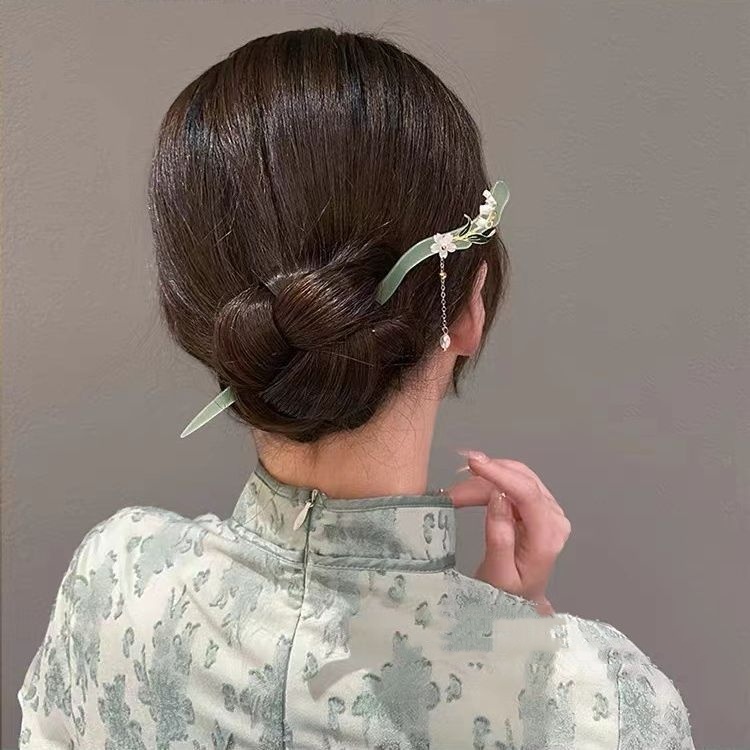 Trâm Cài Tóc Hình Hoa Màu Xanh Lá Phong Cách Cổ Điển Thời Trang Mùa Hè Cho Nữ
