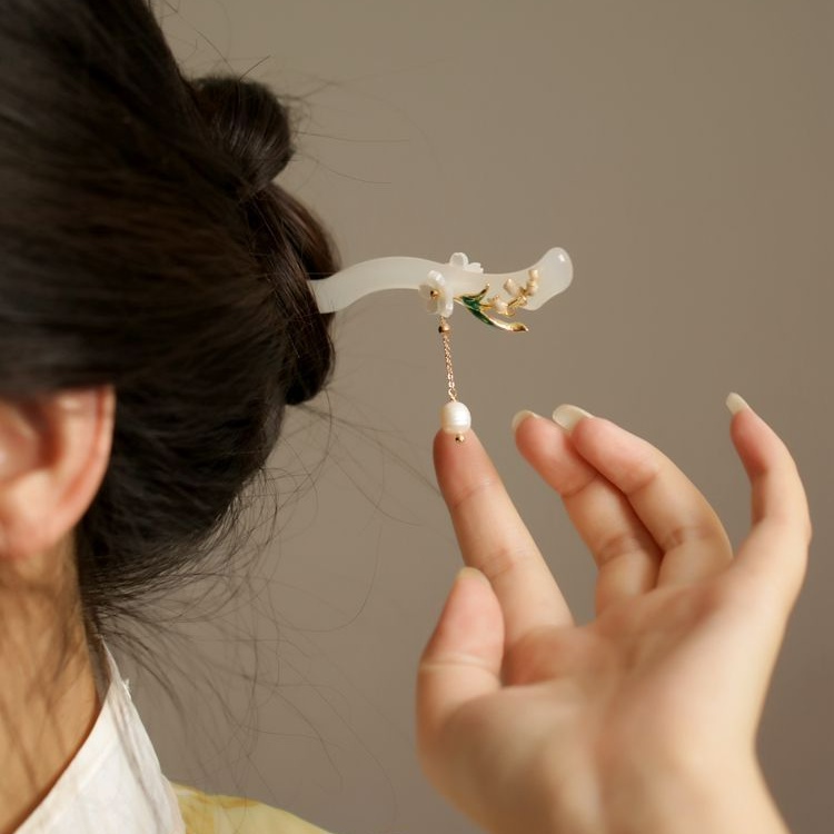 Trâm Cài Tóc Hình Hoa Màu Xanh Lá Phong Cách Cổ Điển Thời Trang Mùa Hè Cho Nữ