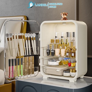 Landeli hộp đựng đồ trang điểm cỡ lớn có gương và đèn led để bàn tiện lợi