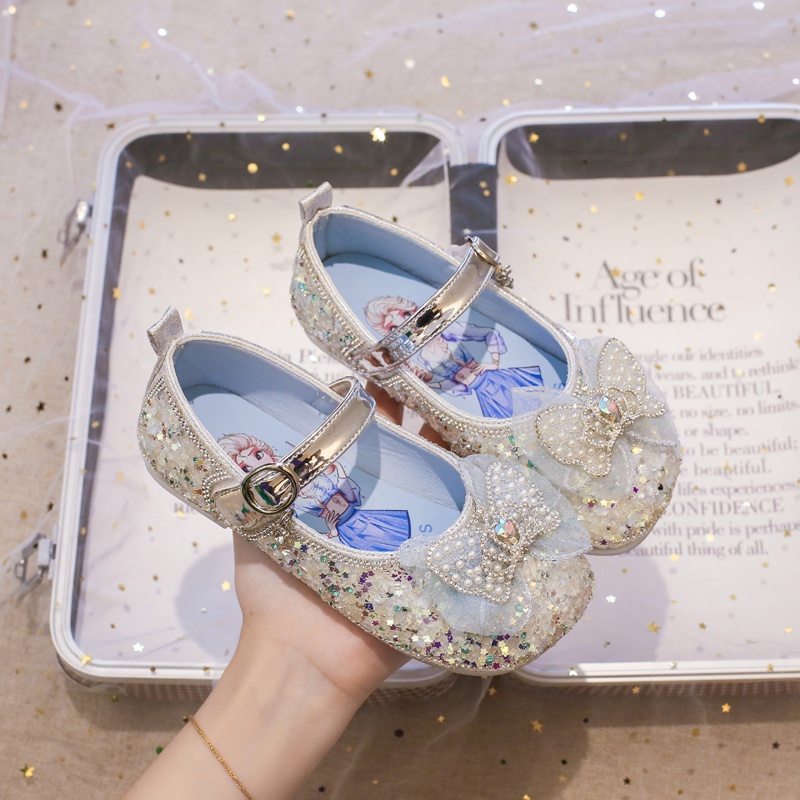 Giày Búp Bê mary janes Bằng pu Mềm Mại Mũi Tròn Đính Sequin Đơn Giản Thời Trang Cho Bé Gái mary janes