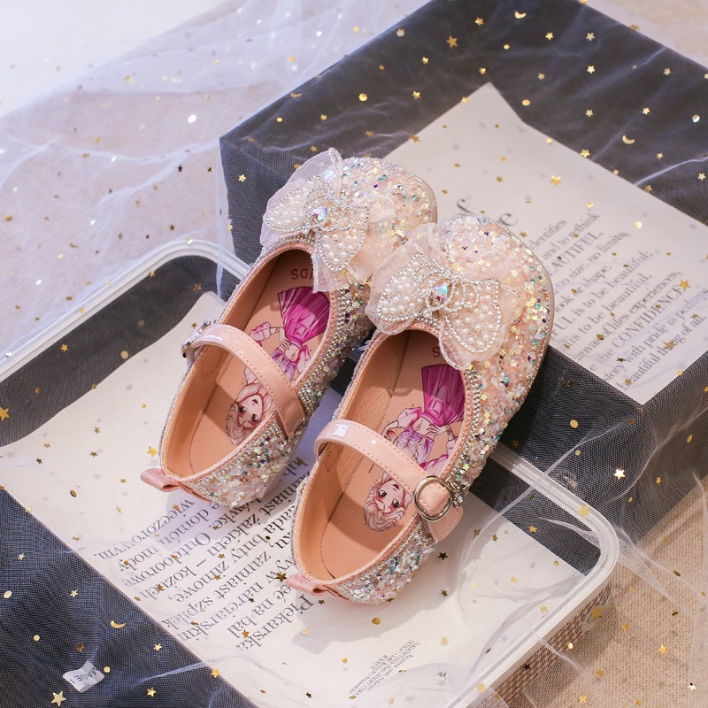 Giày Búp Bê mary janes Bằng pu Mềm Mại Mũi Tròn Đính Sequin Đơn Giản Thời Trang Cho Bé Gái mary janes