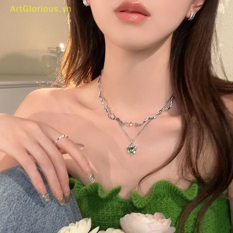 Vòng cổ Hai Lớp Mặt Chữ Thập Đính Đá zircon Thời Trang Cho Nữ vn