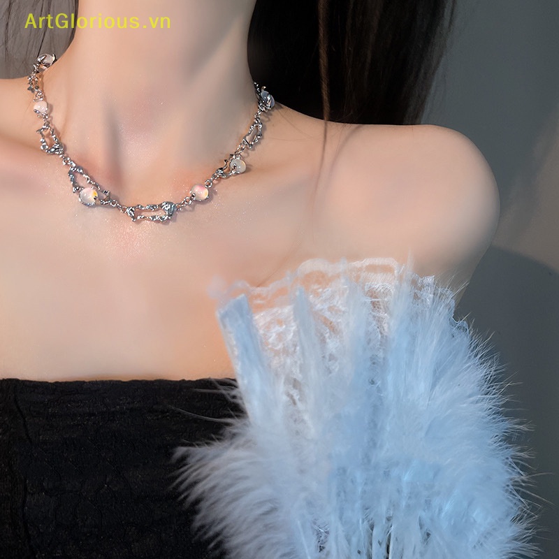 Vòng cổ Hai Lớp Mặt Chữ Thập Đính Đá zircon Thời Trang Cho Nữ vn