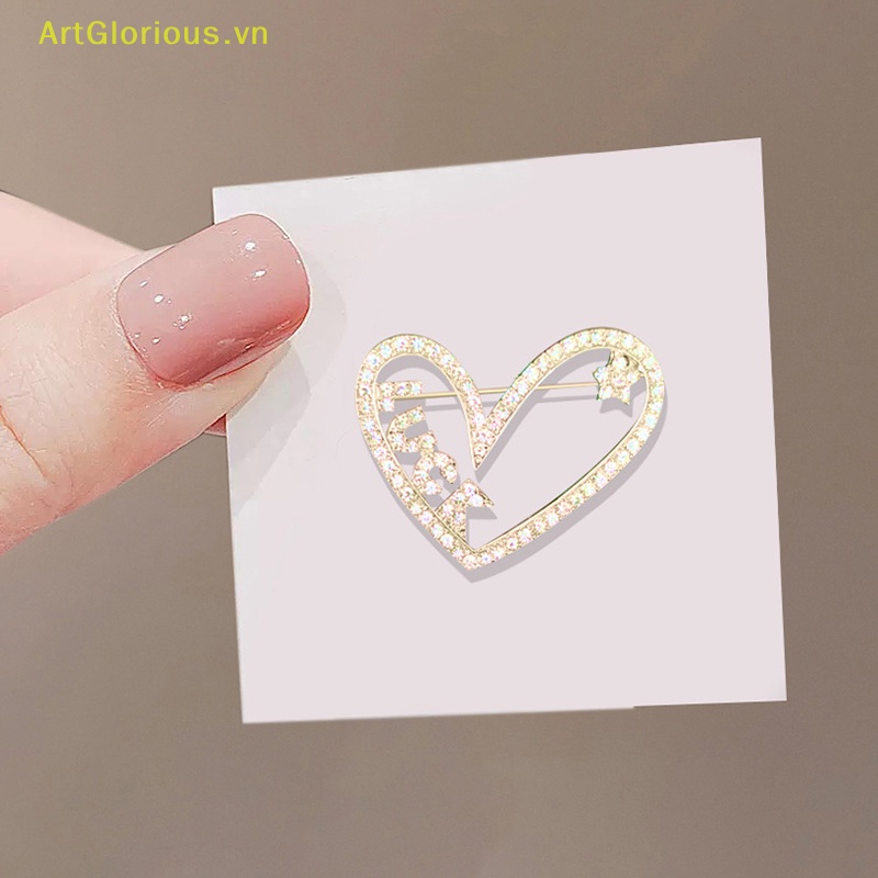 Ghim Cài Áo Hình Trái Tim Đính Pha Lê Thời Trang Cho Nữ vn