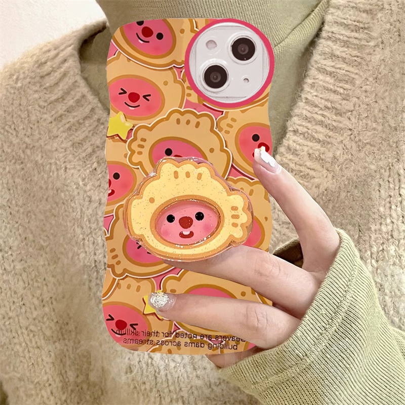 Cartoon loopy ốp lưng Casing Redmi 9T Note 7 6 5 Pro Plus 4 4X S2 Mi 13T ins wave Edge Loopy Taiyaki beaver Fine Hole Airbag Anti-fall Clear Lens Soft Phone Case + Stand BW 92