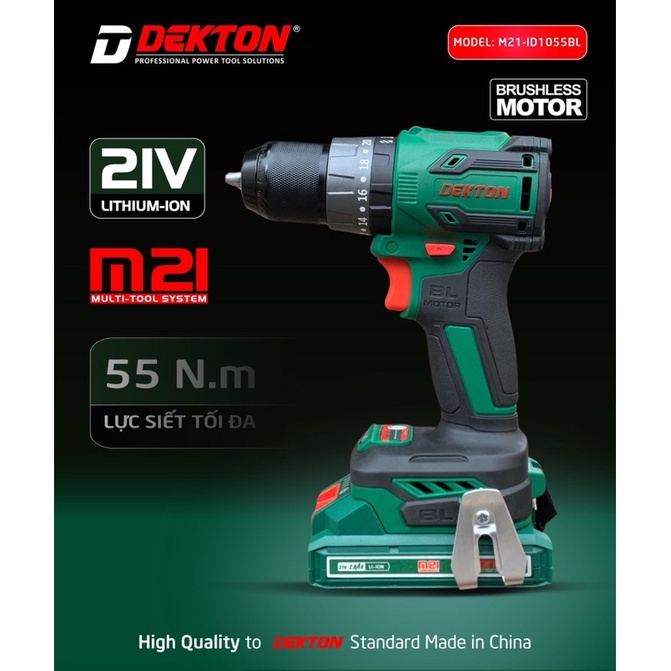 Máy Khoan Pin 3 Chức Năng Dekton M21-ID1055BL đầu 10MM autolock động cơ không chổi than shop máy móc vn