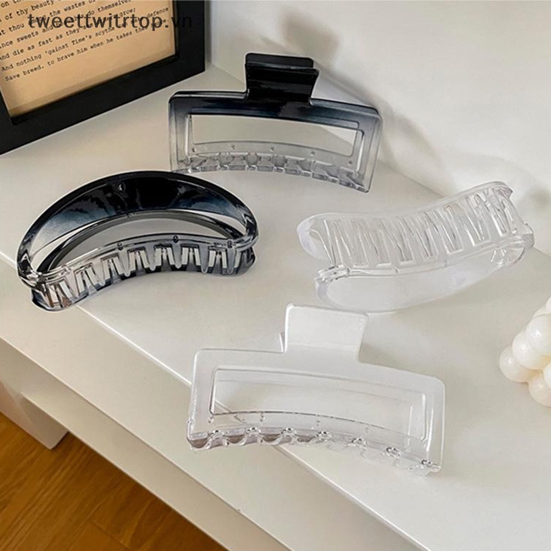 Trtop Kẹp Tóc Nhựa acrylic Trong Suốt Màu gradient Đơn Giản Chống Trượt Thời Trang vn