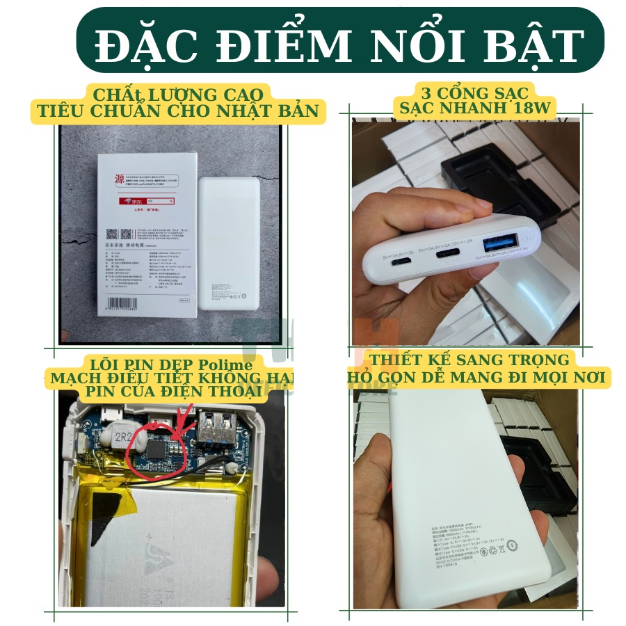 Sạc dự phòng 10000mAh chính hãng Xuất Nhật J.ZAO Cho mọi dòng máy Bảo hành 12 tháng TIDI