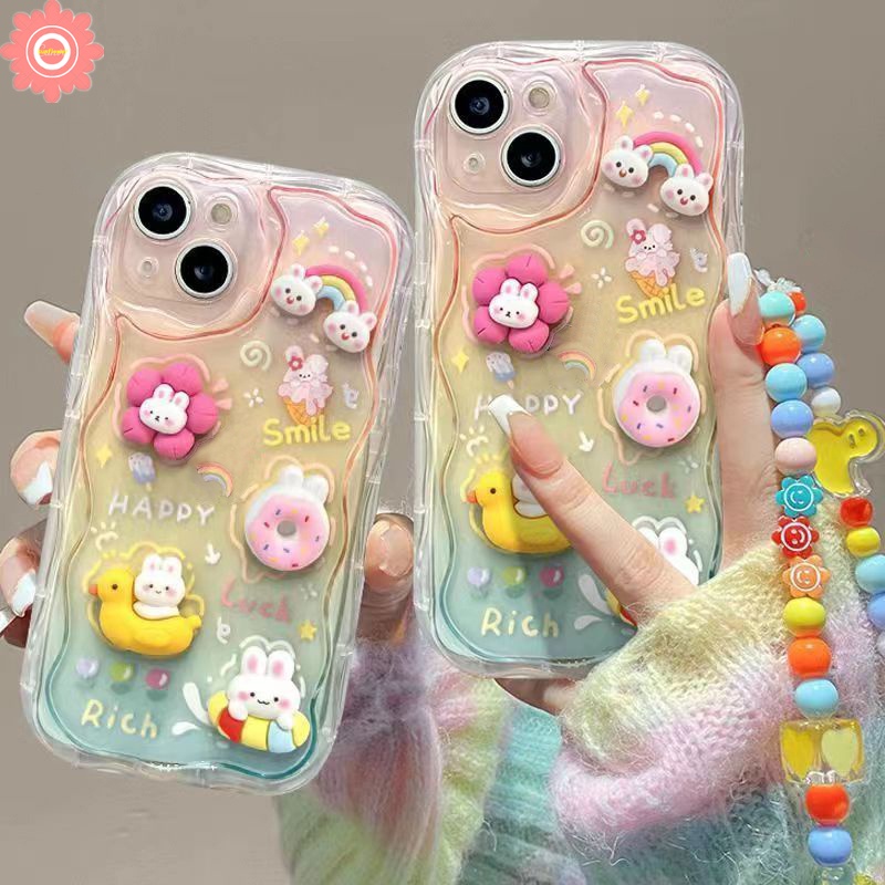 Ốp Điện Thoại Mềm Hình Thỏ / Vịt / Hoa 3d Màu gradient Cho iphone 11 13 14 12 pro max 7 6s 6 8 plus xr x xs max se 2020