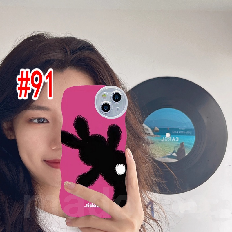 Couple Casing Redmi 9T Note 7 6 5 Pro 4 4X Plus S2 Mi 13T Cute Wavy edge Bear Rabbit graffiti Wave Edge Cartoon Airbag Shockproof Soft Phone Case BFF Clear Lens Back Cover BW 90