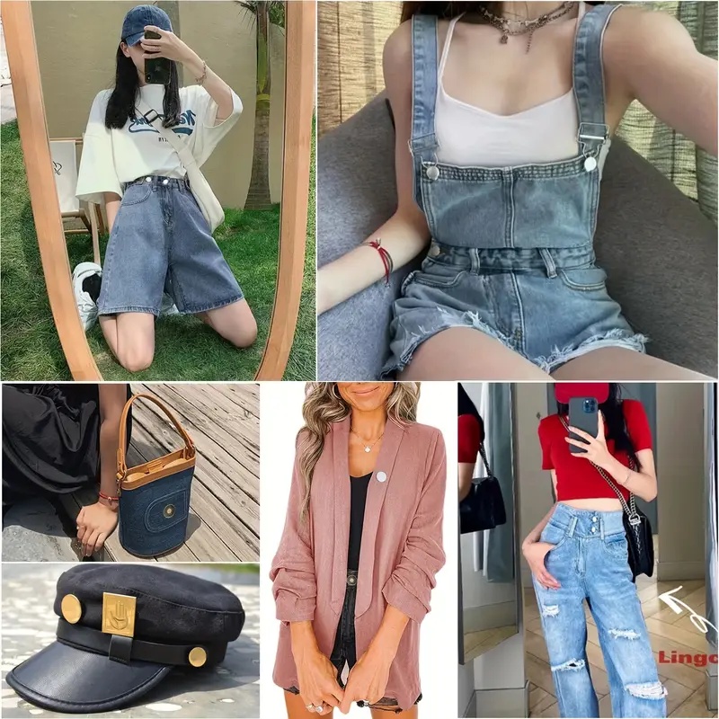 Set 10 Nút Quần Jean / Áo Khoác / Trang Trí Nút Tháo Rời Được Thời Trang
