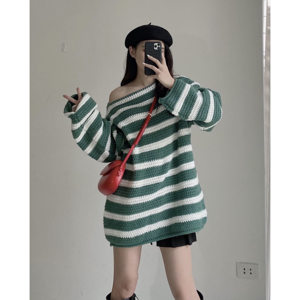 Y24 Áo len kẻ ngang from over size hàng quảng châu yansoo