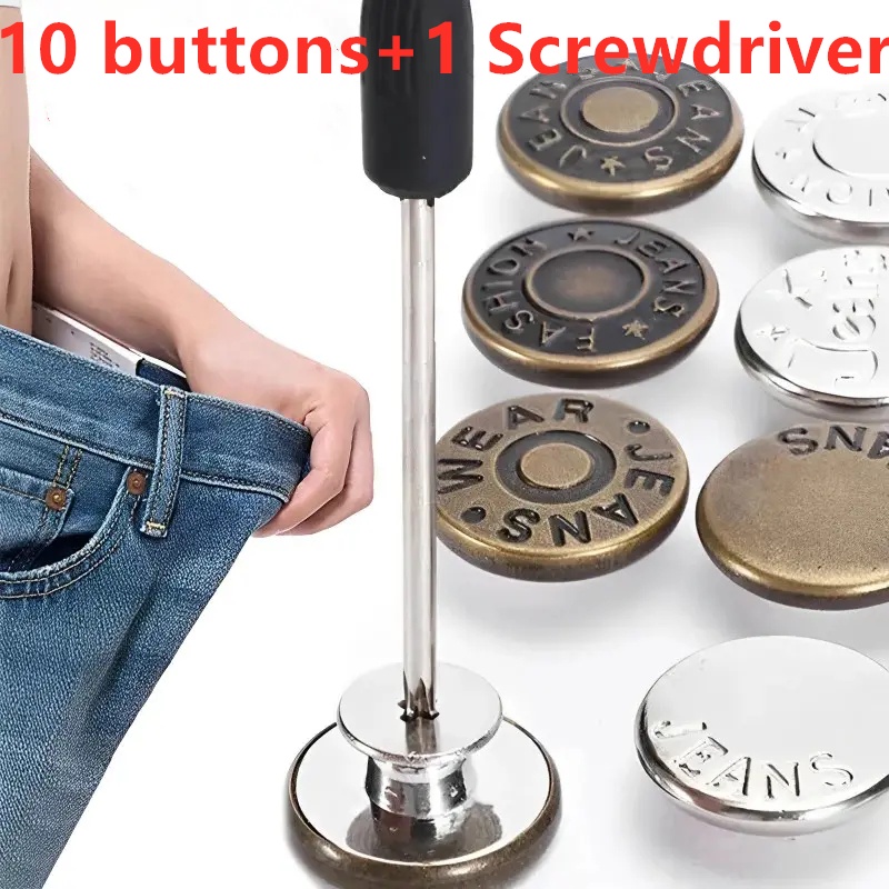 Set 10 Nút Kim Loại Cố Định Quần Jean / Áo Khoác / Cài Khuy Kiểu vintage
