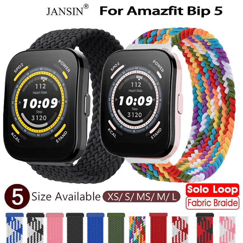 Jansin Dây Đeo Đồng Hồ Dạng Bện Bằng Nylon Co Giãn Nhiều Màu Sắc Cho Amazfit Bip 5 GPS Smart Watch