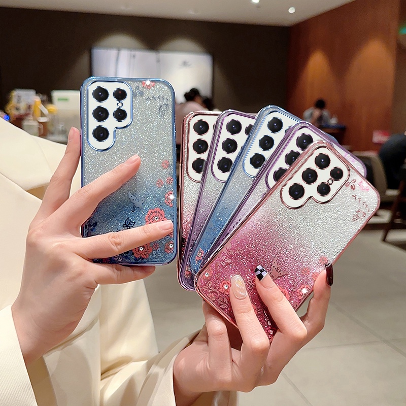 Bao Da Điện Thoại Trang Trí Hình Bướm Cho Samsung Galaxy S23 S22 S21 S20 Ultra S23+ S22+ S21+ S20+ S10 Plus S21 FE 5G Ốp