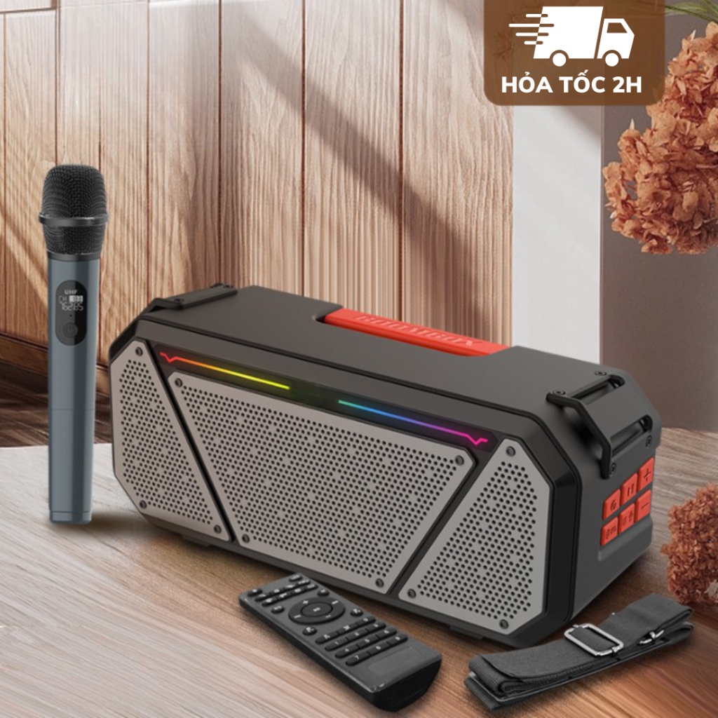 Loa bluetooth karaoke Kimiso K300 kèm 1 micro không dây xách tay công xuất 20W, âm thanh trầm ấm, bass căng- TECHHIGH