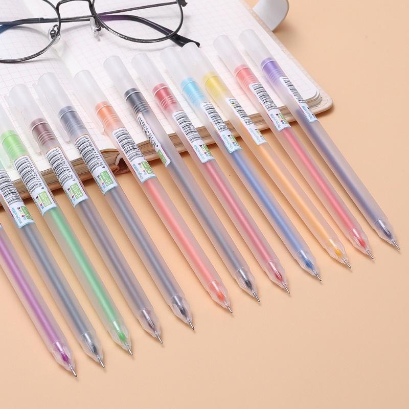 Bút Mực Gel Ngòi 0.5mm / 12 Màu Nhám Trong Suốt Nhanh Khô Tiện Dụng Cho Học Sinh / Văn Phòng