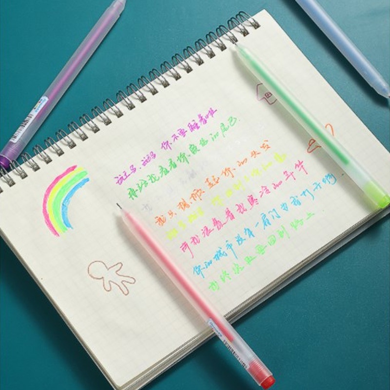 Bút Đánh Dấu Ngòi 0.5mm / 12 Màu Nhám Trong Suốt Nhanh Khô Tiện Dụng Cho Học Sinh / Văn Phòng