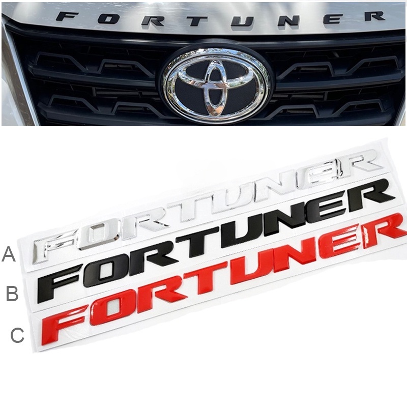 1 Miếng Dán logo abs In Chữ fortuner Trang Trí Mui Trước Xe Hơi toyota fortuner