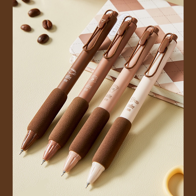 4pcs/bộ Bút Mực Cappuccino Dễ Thương 0,5mm Bút Trung Tính Màu Đen
