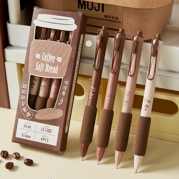 4pcs/bộ Bút Mực Cappuccino Dễ Thương 0,5mm Bút Trung Tính Màu Đen