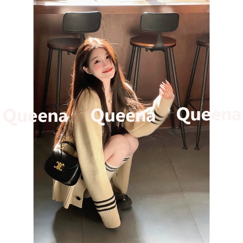 Queena Áo Len áo khoác cardigan áo cardigan Thời trang hàn quốc A21K0HM 35Z230831