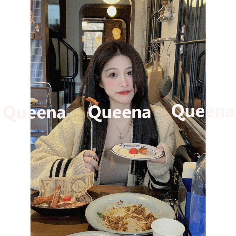 Queena Áo Len áo khoác cardigan áo cardigan Thời trang hàn quốc A21K0HM 35Z230831