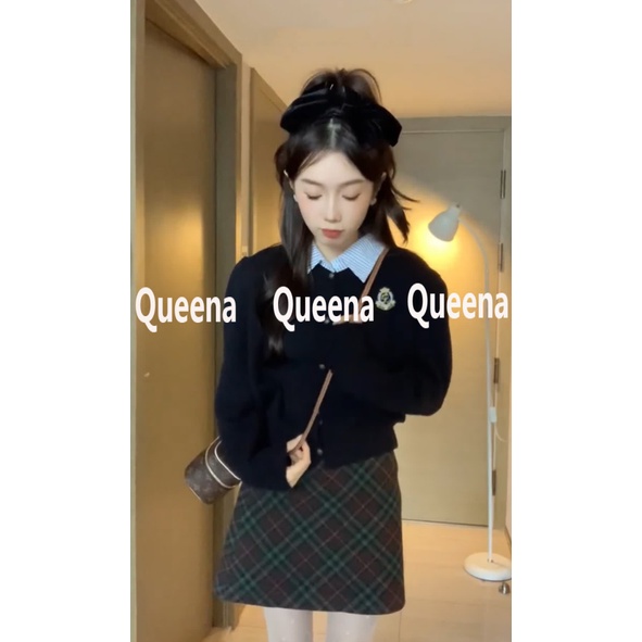 Queena Áo Len áo khoác cardigan áo cardigan Thời trang hàn quốc A91K6E4 34Z230826