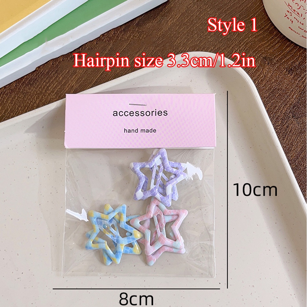 Set 6 Kẹp Tóc y2k Hình Ngôi Sao / Giọt Nước Nhiều Màu Dễ Thương