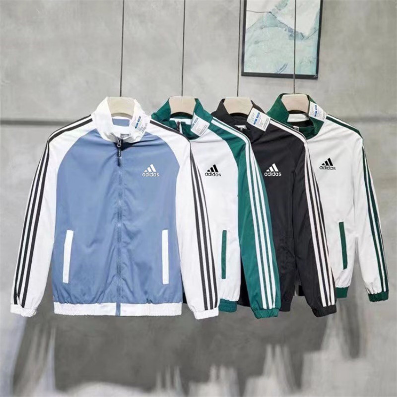 Áo Khoác Gió Adidas 100% Chính Hãng Dáng Rộng Kẻ Sọc Kiểu retro Đường Phố Thời Trang Mùa Thu Cho Nữ