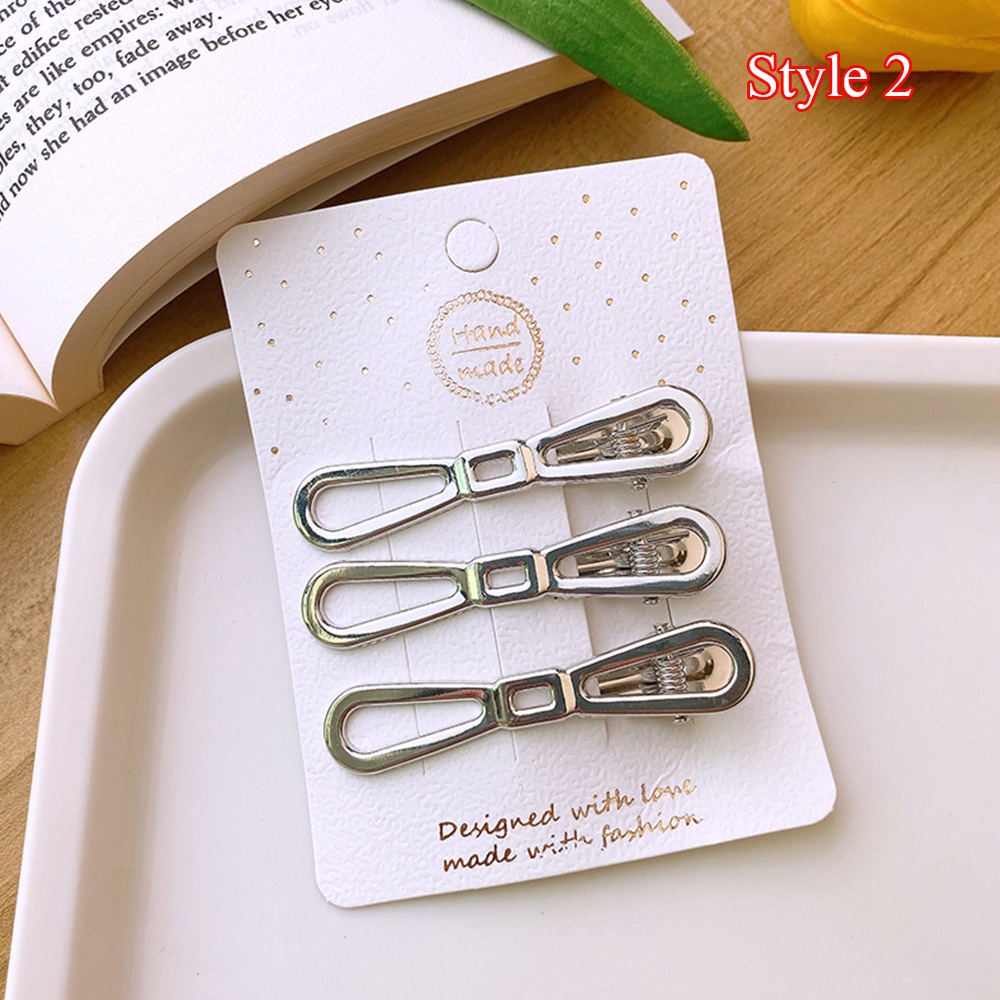 Set 3 Kẹp Tóc Kim Loại Nhiều Màu Sắc Phong Cách vintage