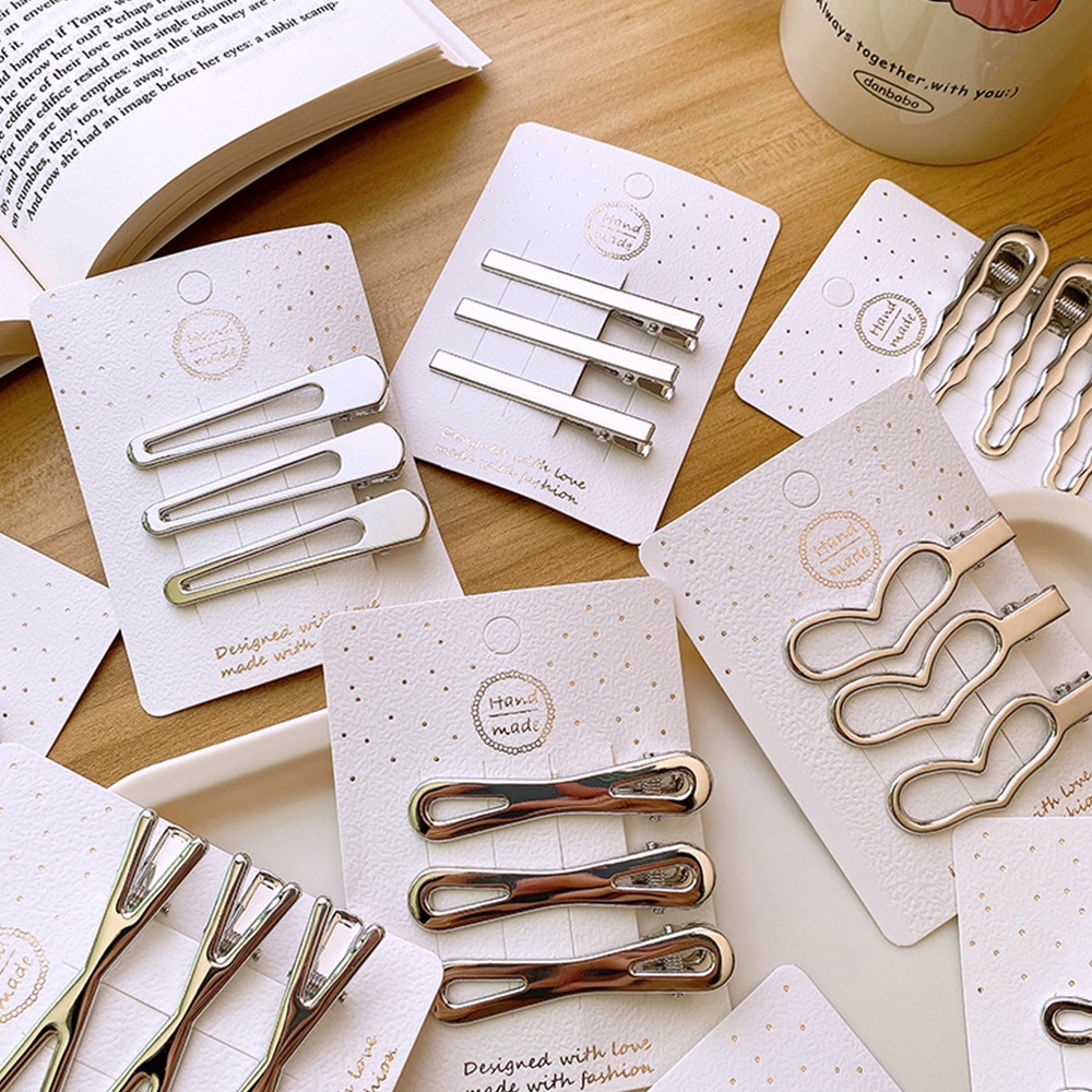 Set 3 Kẹp Tóc Kim Loại Nhiều Màu Sắc Phong Cách vintage