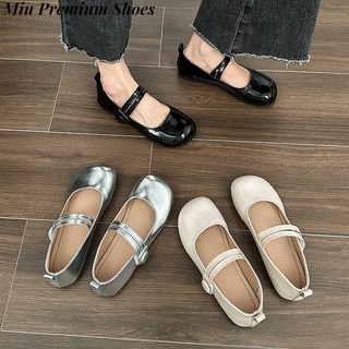 Giày Búp Bê mary jane Bằng Da Phong Cách vintage Đơn Giản