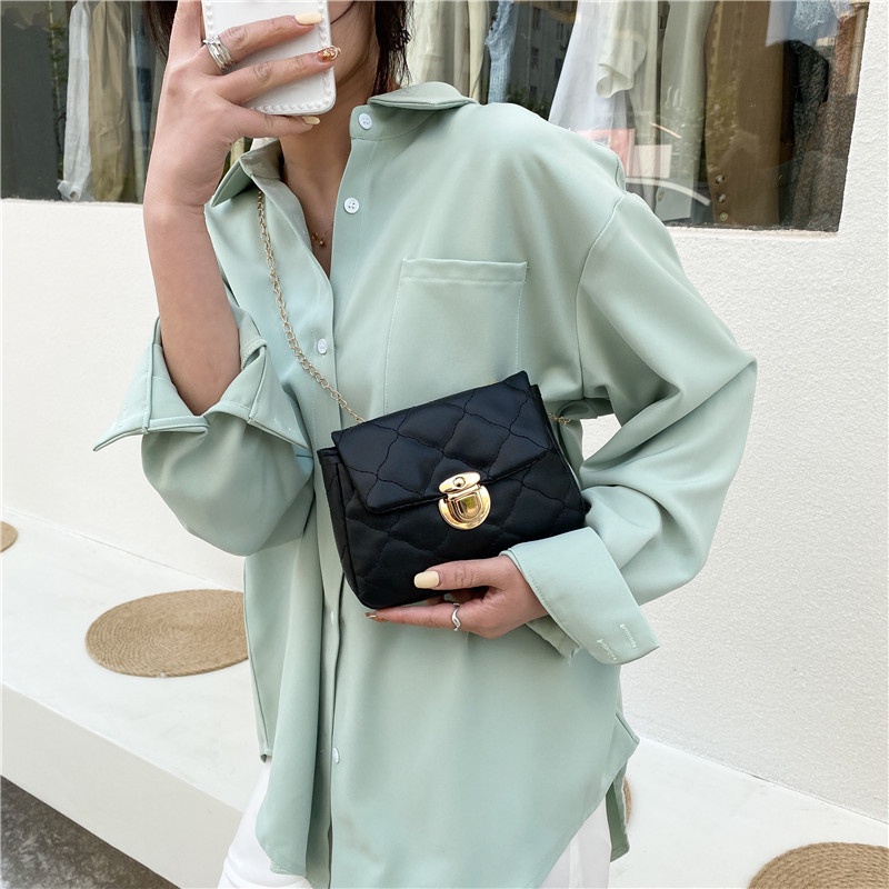 MOUSSON Túi Đeo Chéo Hình Vuông Cỡ Nhỏ Phối Dây Đeo Sợi Xích Thời Trang Sang Trọng Cho Nữ