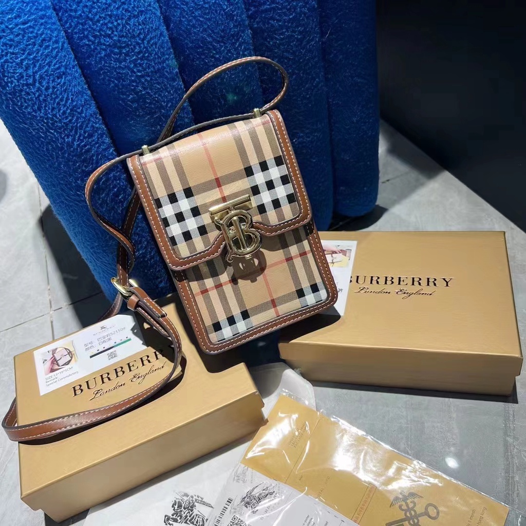 Burberry Túi Da Đeo Chéo Thể Thao Đựng Điện Thoại Thời Trang Cho Nam Và Nữ