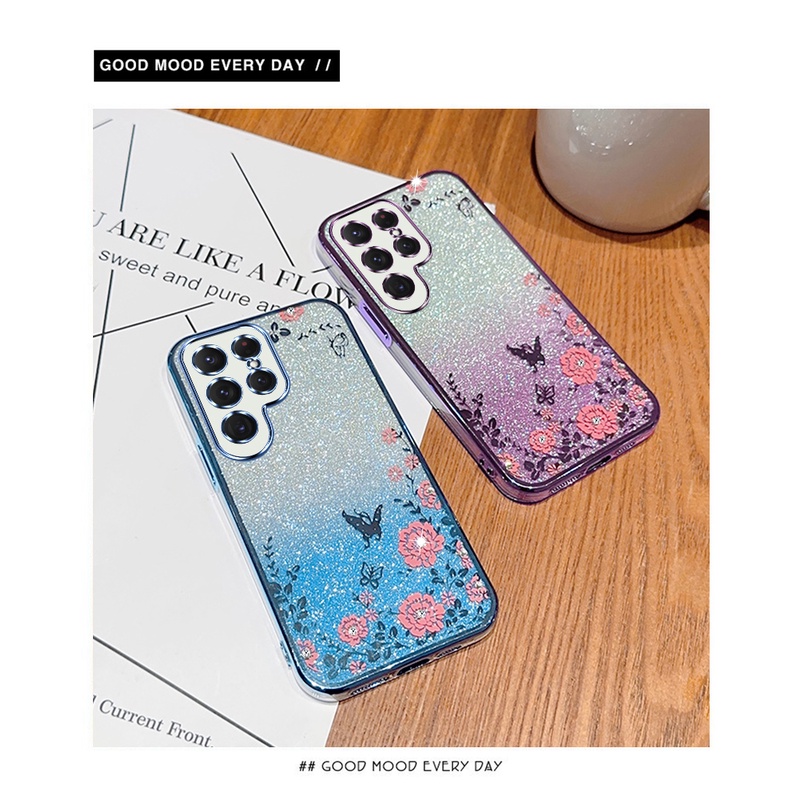 Bao Da Điện Thoại Trang Trí Hình Bướm Cho Samsung Galaxy S23 S22 S21 S20 Ultra S23+ S22+ S21+ S20+ S10 Plus S21 FE 5G Ốp