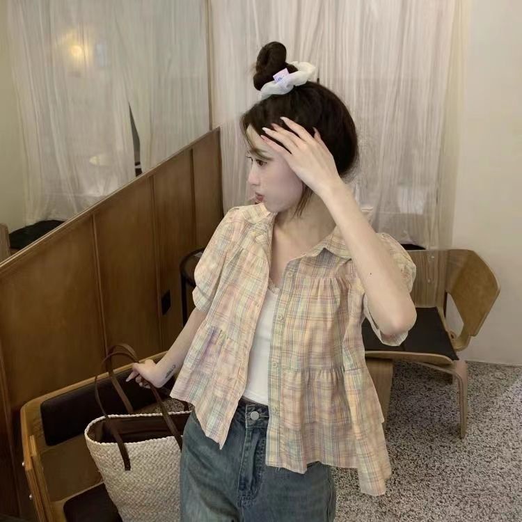 Áo Kiểu Tay Phồng Họa Tiết Sọc Caro Thời Trang Mùa Hè